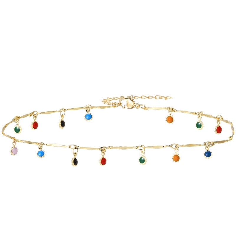 Colar choker com Pedrinhas Coloridas